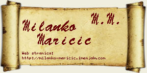 Milanko Maričić vizit kartica